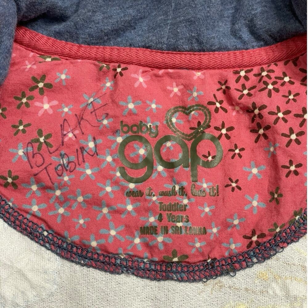 Baby Gap Size 4T Toddler Embroidered Hoodie Sweatshirt Woodsy Treehouse Owl Blue - Picture 3 of 4